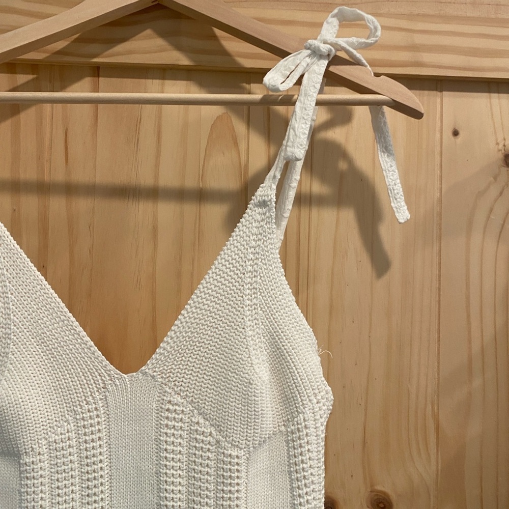 En Saison Cream Textured Sundress with Ruffle Trim. 
Never worn! - Picture 10 of 14